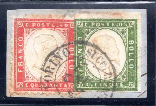 Cent. 40 Nr. 3 in Mischfrankatur mit Sardinien