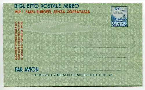 Aerogramma Lire 60 BPA Europa Nr. A 1