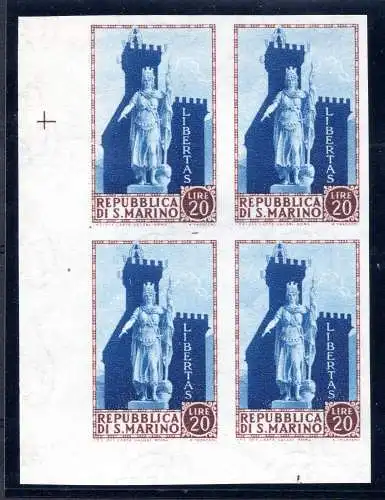 Freiheitsstatue Lire 20 Nr. 420a Viertel ungezähnt - MNH