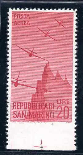 Luftpost Lire 20 Nr. 57d unten ungezähnt - MNH