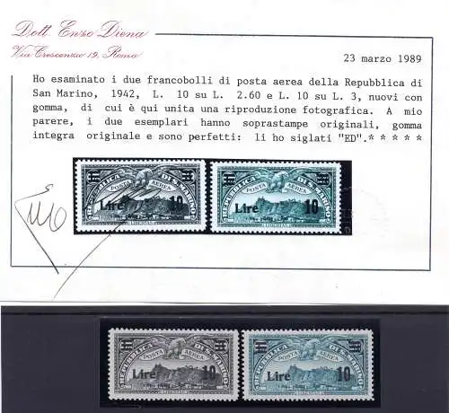 1942 Luftpost aufgedruckt 10 Lire Nr. 19/20 - MNH