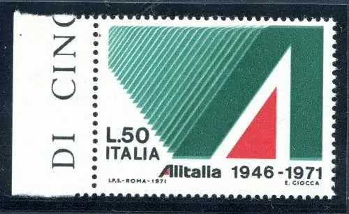 Alitalia Lire 50 Farbvarianten außerhalb des Registers