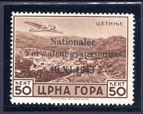 Montenegro Ausgabe von Cettigne - Luftpost 50 c. n. 1a mit Fehler