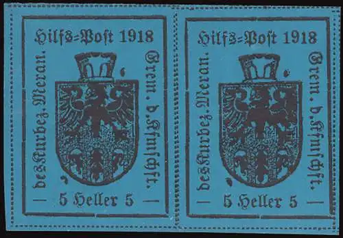 Meran - Wappen 5 h. II. dunkelblauer Typ Nr. 7g scharfes Abziehbild