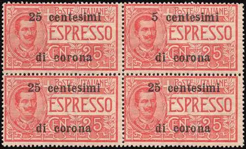 Trient und Triest - Espresso 25 c. Krone Nr. 1 mit Tippfehler