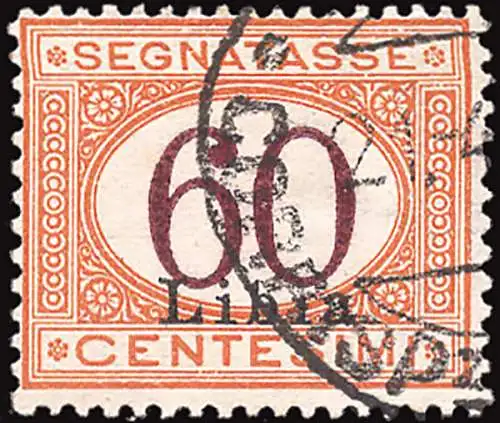 Libyen - Cent Steuermarken. 60 orange und braun Nr. 11 schönes gebrauchtes Exemplar