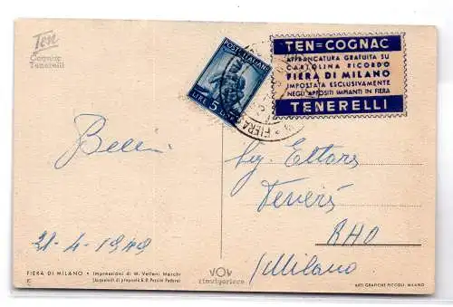 Fiera di Milano - Postkarte mit TEN COGNAC Werbemarke