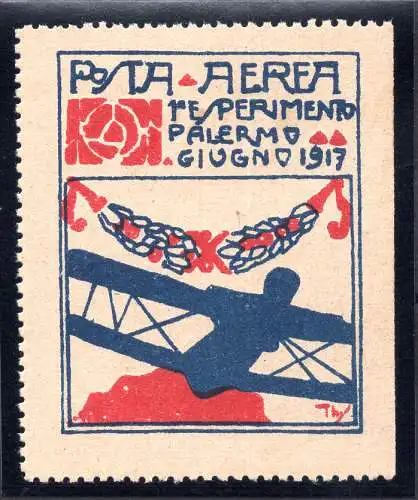 1917 Palermo - Neapel Erinnofilo Erinnerung an den I. Flug - MNH