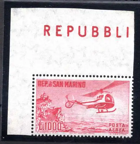 1961 Lire 1.000 Hubschrauber Luftpost Nr. 138 - MNH