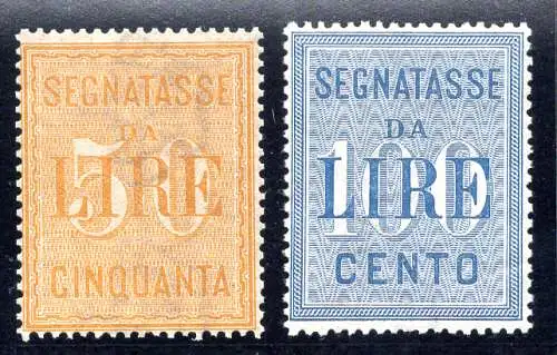 Steuermarken 50 Lire gelb und 100 Lire hellblau Nr. 31/32 - postfrisch