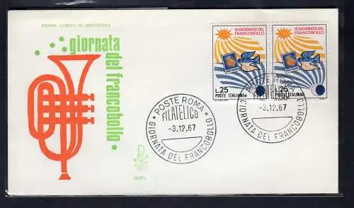 Italia FDC Venetia 1967 Gior. Briefmarke Paar nicht gereist