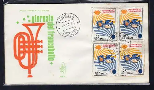 Italia FDC Venetia 1967 Gior. Briefmarke Zwei Paare nicht gereist