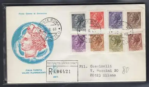 Italia FDC Venetia 1968 Siracusana 8 Val. gereist Racc. für Italien