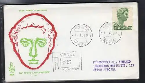 Italien FDC Venetia 1969 San Giorgio 500 gereist Racc. für Italien