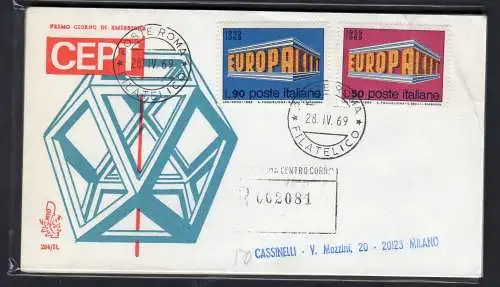 Italien FDC Venetia 1969 Europa gereist Racc. für Italien