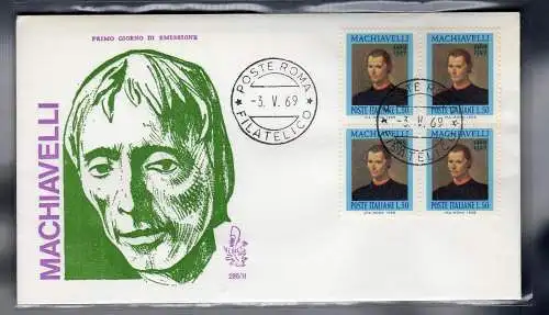 Italien FDC Venetia 1969 Macchiavelli Viertel nicht gereist