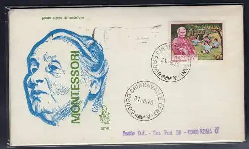 Italien FDC Venetia 1970 Montessori reiste nach Italien