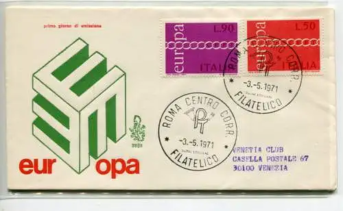 Italien FDC Venetia 1971 Europa reiste nach Italien