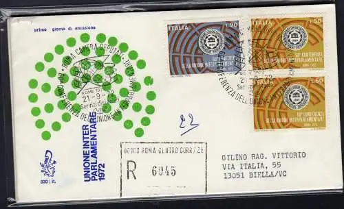 Italien FDC Venetia 1972 Interparlamentarische Reise Racc. für Italien 1032