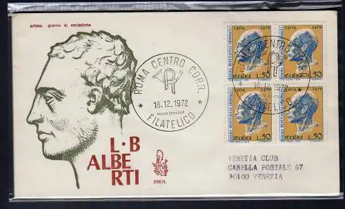 Italien FDC Venetia 1972 Alberti Viertelreise nach Italien