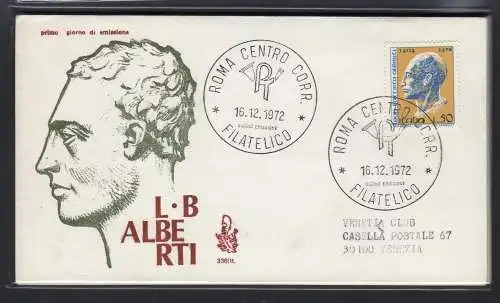 Italien FDC Venetia 1972 Alberti reiste nach Italien