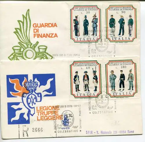 Italien FDC Venetia 1974 Guardia Finanza voyata Racc. für Italien