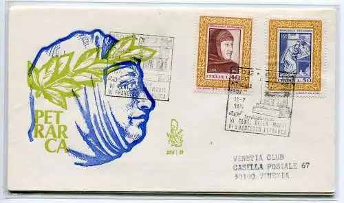 Italien FDC Venetia 1974 Petrarca reiste nach Italien