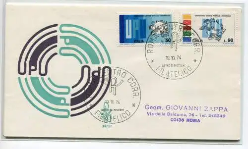 Italien FDC Venetia 1974 UPU reiste nach Italien