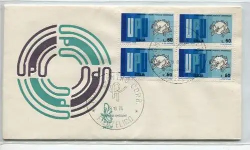 Italien FDC Venetia 1974 UPU Viertel nicht gereist