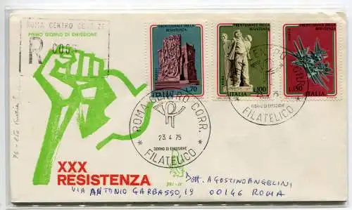 Italien FDC Venetia 1975 Widerstand gereist Racc. für Italien