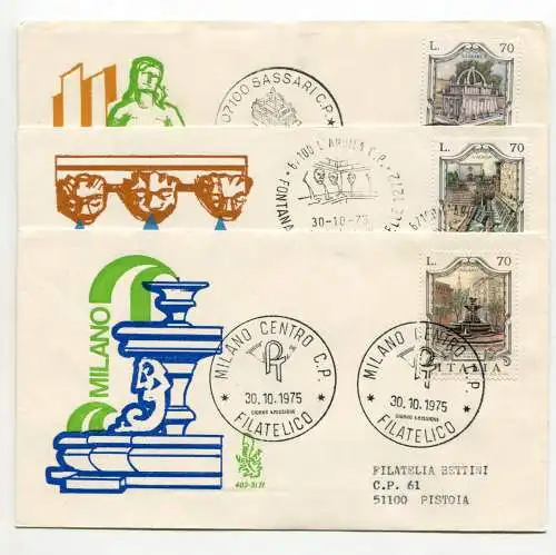 Italien FDC Venetia 1975 Brunnen reiste nach Italien