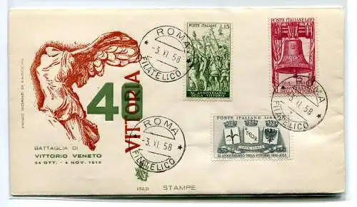 Italien FDC Venetia 1958 Sieg nicht gereist