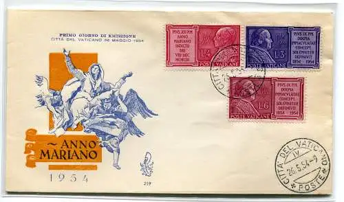 Vatikan FDC Venetia 1954 Marianische Jahre nicht gereist