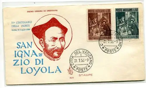 Vatikan FDC Venetia 1956 San Ignazio nicht gereist