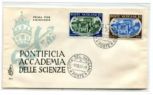 Vatikan FDC Venetia 1957 Accademia Scienze nicht gereist