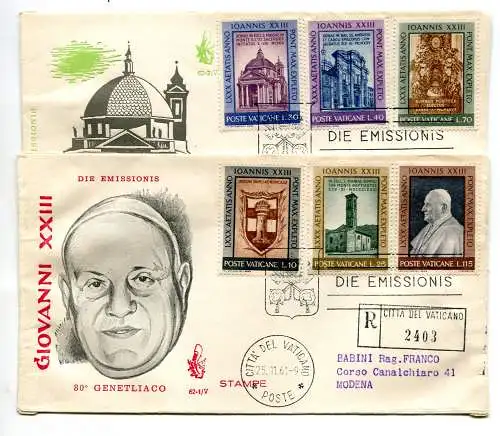 Vatikan FDC Venetien 1961 Papst Johannes XXIII gereist Racc. für Italien