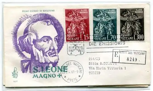 Vatikan FDC Venetia 1961 San Leone voyata Racc. für Italien