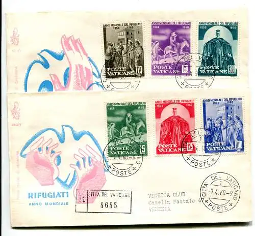 Vatikan FDC Venetia 1960 Flüchtlinge gereist Racc. für Italien