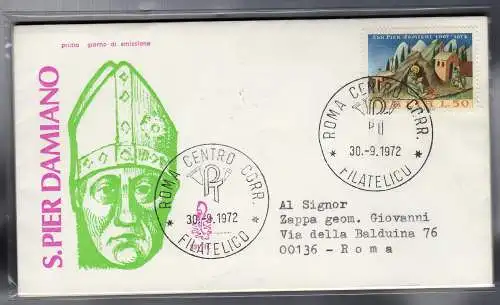 Italien FDC Venetia 1972 San Pier Damiano reiste nach Italien