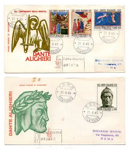 Italien FDC Venetia 1965 Dante Alighieri reiste Racc. für Italien