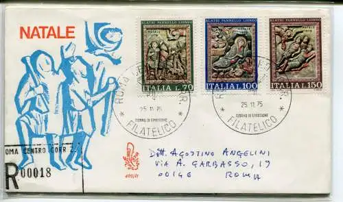 Italien FDC Venetia 1975 Weihnachten gereist Racc. für Italien