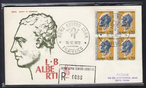 Italien FDC Venetia 1972 Alberti Viertelreise Racc. für Italien