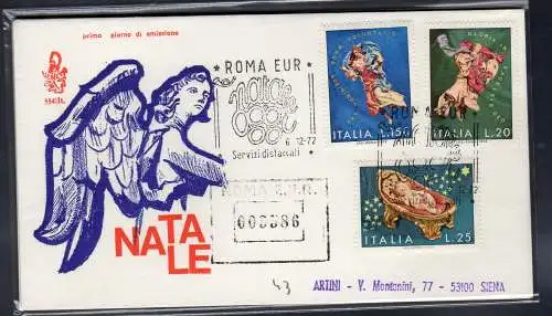 Italien FDC Venetia 1972 Weihnachten gereist Racc. für Italien 1051