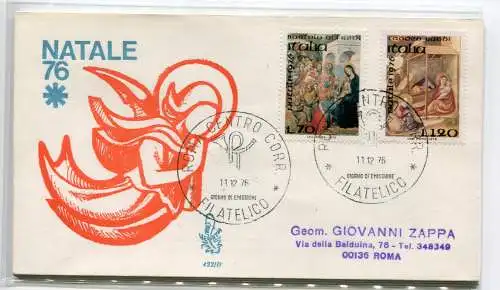 Italien FDC Venetia 1976 Weihnachten nach Italien gereist