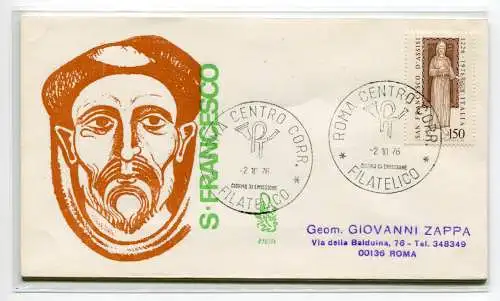 Italien FDC Venetia 1976 S. Francesco reiste nach Italien