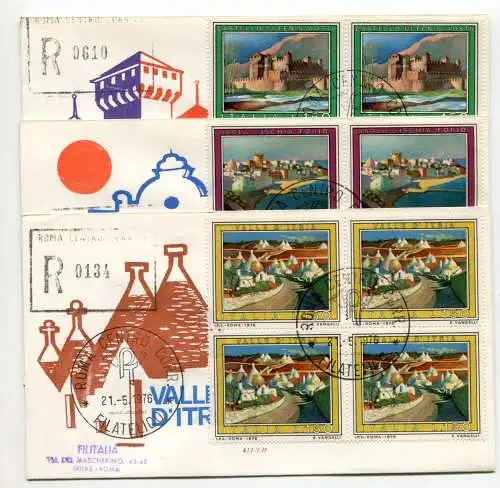 Italien FDC Venetia 1976 Turistica quartina voyata Racc. für Italien