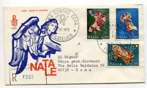 Italien FDC Venetia 1972 Weihnachten gereist Racc. für Italien 1052