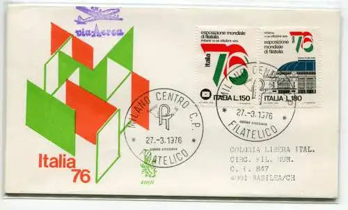 Italien FDC Venetia 1976 Italien '76 gereist Racc. ins Ausland