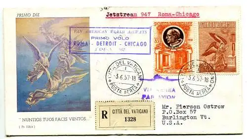 Erstflug Pan Am (Vatikan)/Rom/Chicago vom 3.6.57