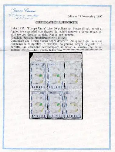 Europa '57 Lire 60 Sorten Druckaufkleber